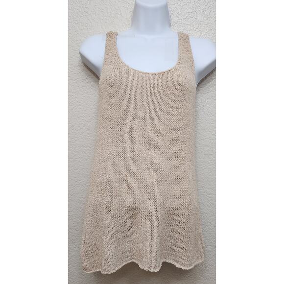 Divided By H&M Beige Tan Loose Knit Tank Top 8 Lightweight Stretch Sleeveless - Picture 1 of 5
